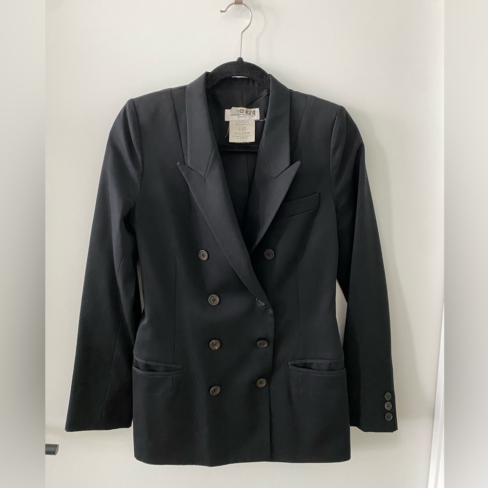 Mint vintage Balenciaga Black Double-Breasted Blazer, small, no sz tag